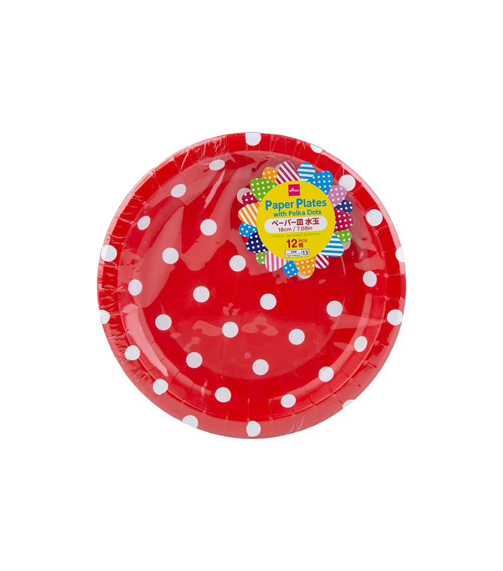 Paper Plates with Polka Dots, Assorted (1 pc)