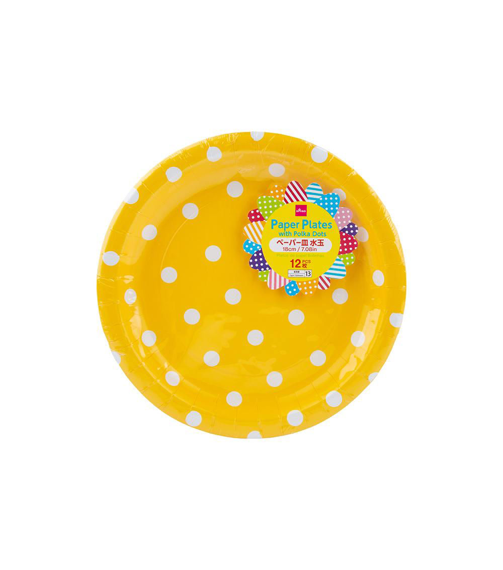 Paper Plates with Polka Dots, Assorted (1 pc)
