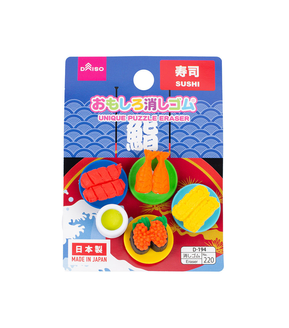 Sushi Puzzle Eraser Set – Japanese Food Mini Erasers (6 Piec