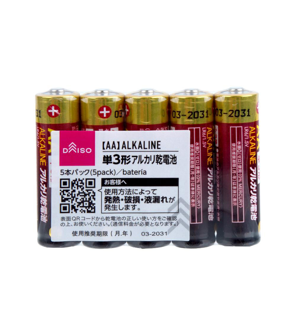 AA Alkaline Battery, Multicolor (5 pcs)