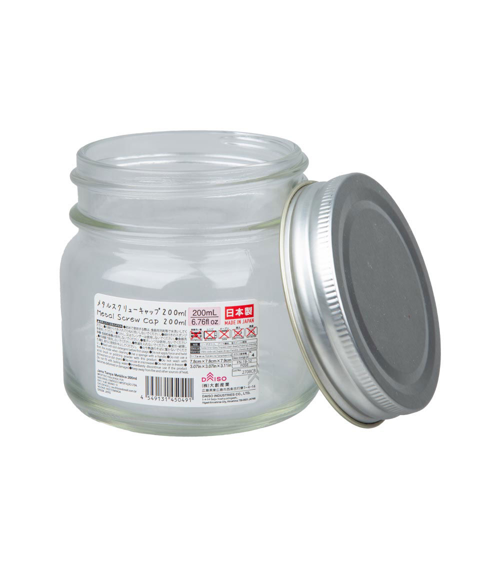 Glass Jar with Metal Screw Cap, Assorted (1 pc) - 200ml