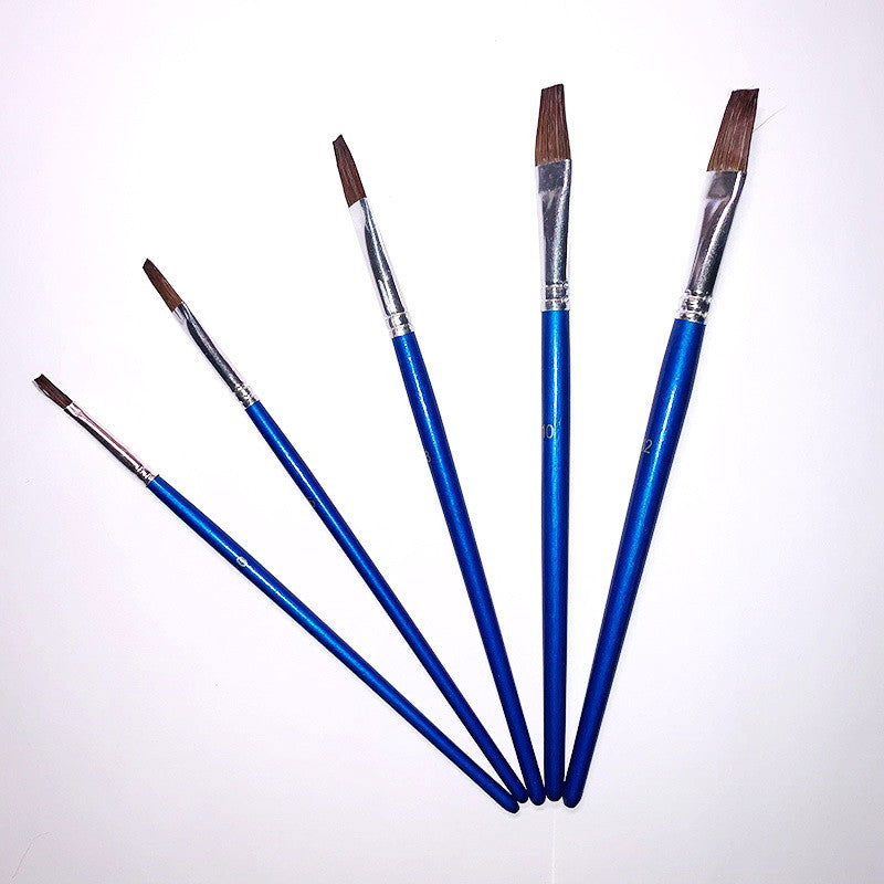 5-Piece Flat Horsehair Paintbrush Set