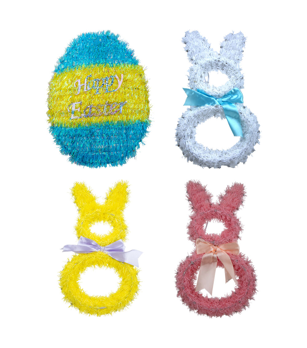Rabbit & Egg Design Sparkling Ornaments, Assorted (1 pc)