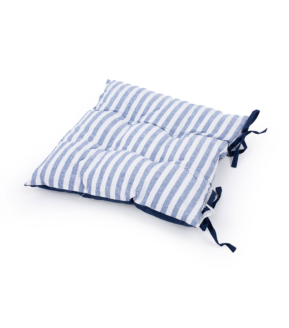 Cushion with Attached Border – Blue & Grey