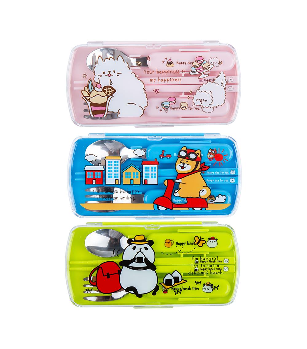 Animal Design Chopstick, Spoon & Fork Set, Assorted (1 Set)