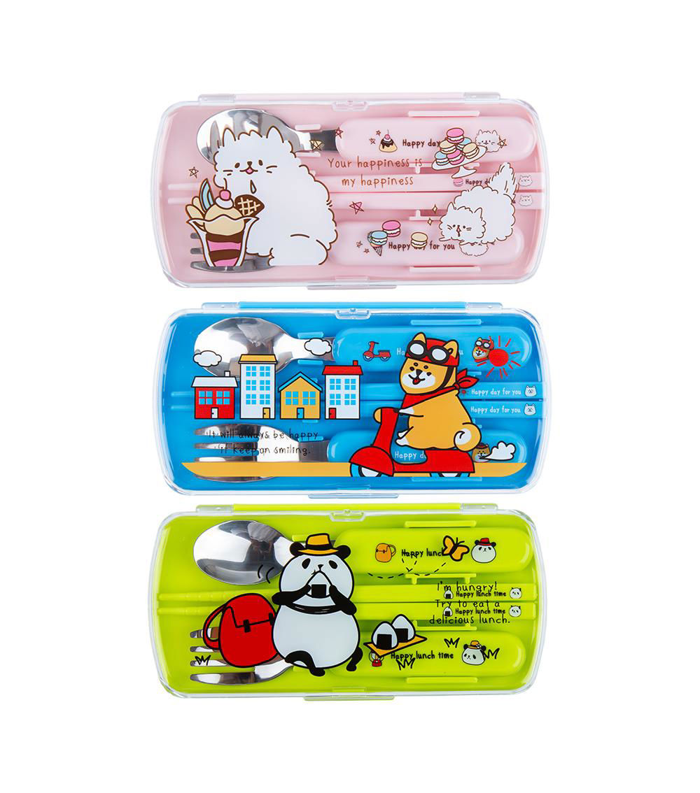 Animal Design Chopstick, Spoon & Fork Set, Assorted (1 Set)