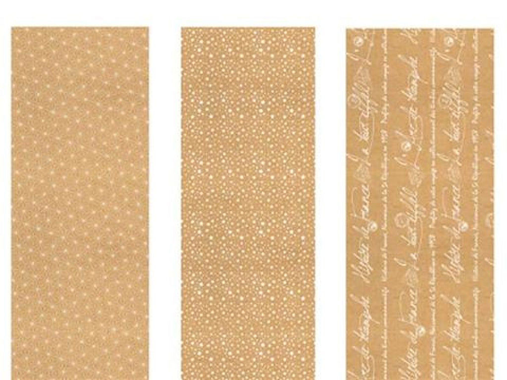 Wrapping Paper Set – Kraft Style (3 Patterns, White Print)