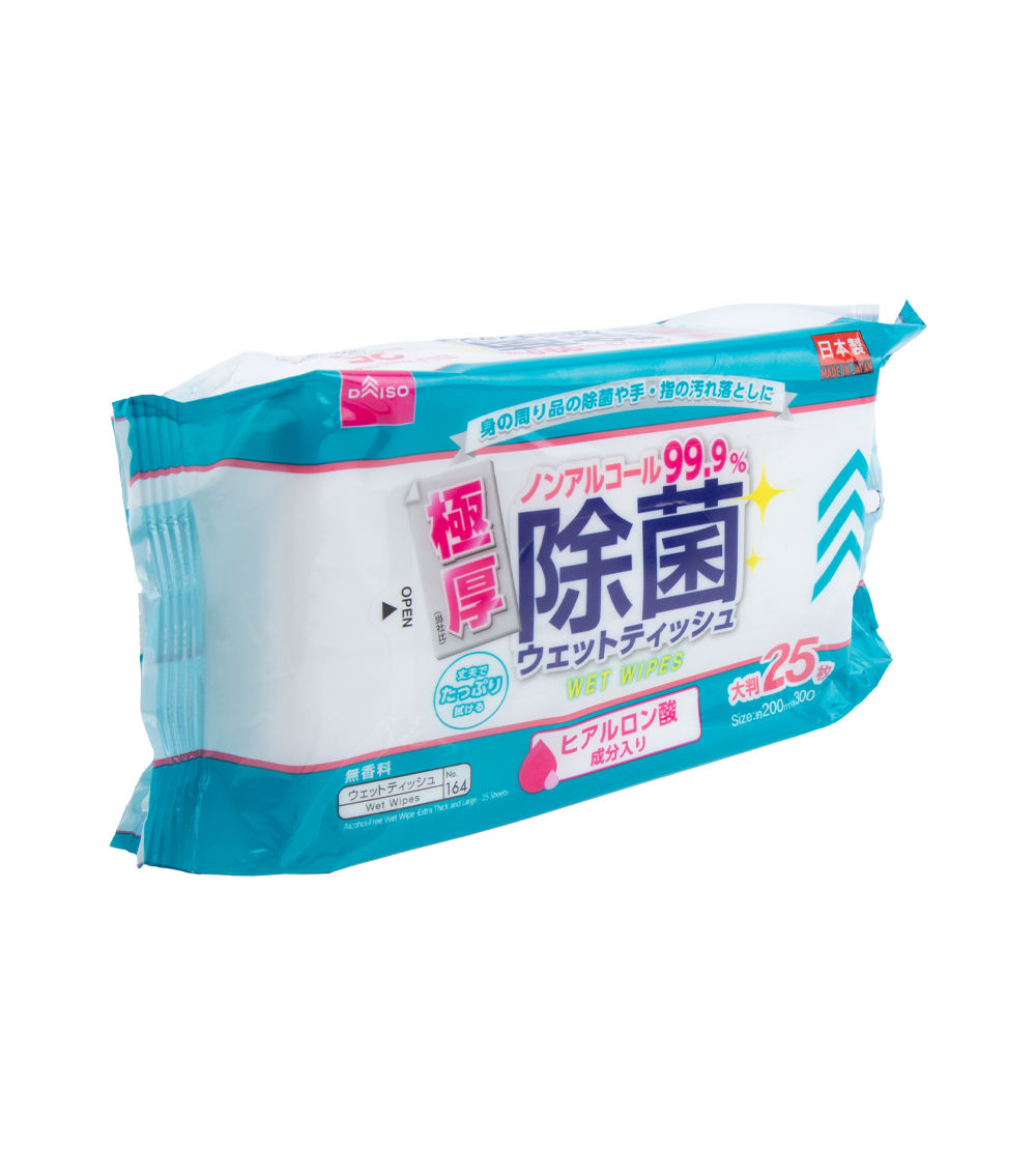 Alcohol-Free Wet Wipes – Extra Thick & Large (25 Sheets)