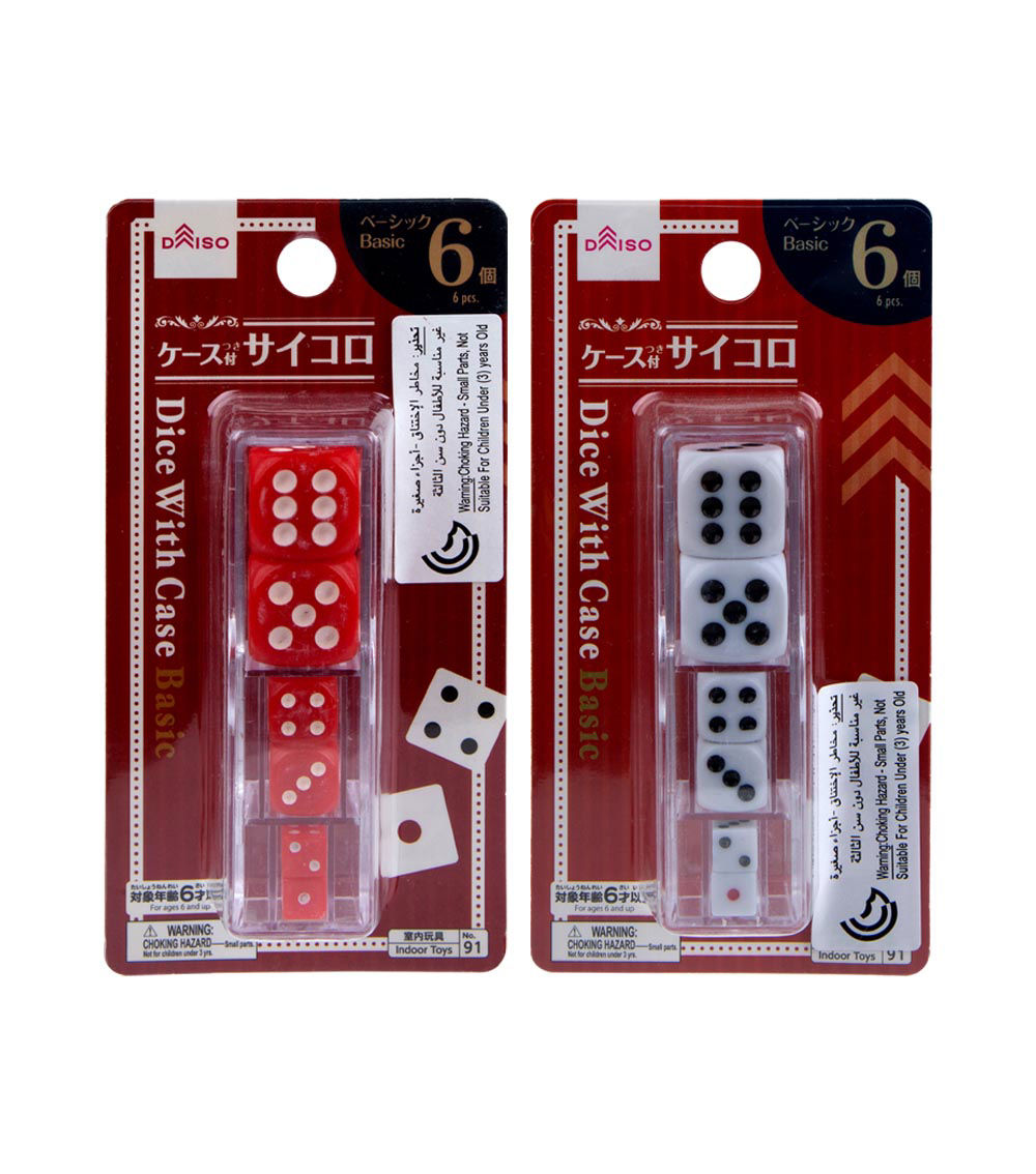 Dice with Case, Assorted (6 pcs)