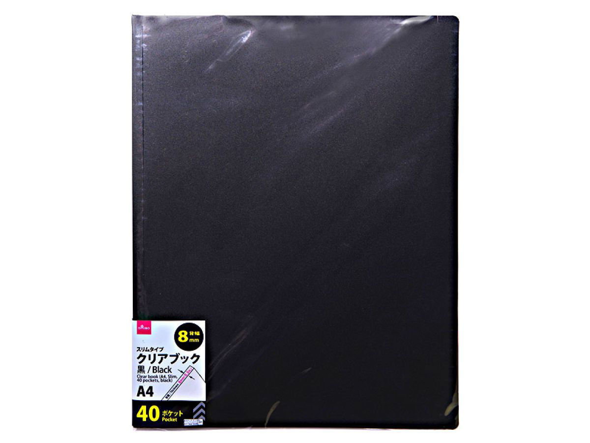 A4 Clear Thin Display Book with 40 Pockets – Black