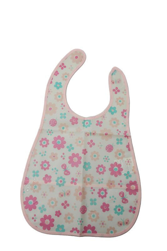 Floral Waterproof Baby Bib – Soft Pink & Blue Pattern