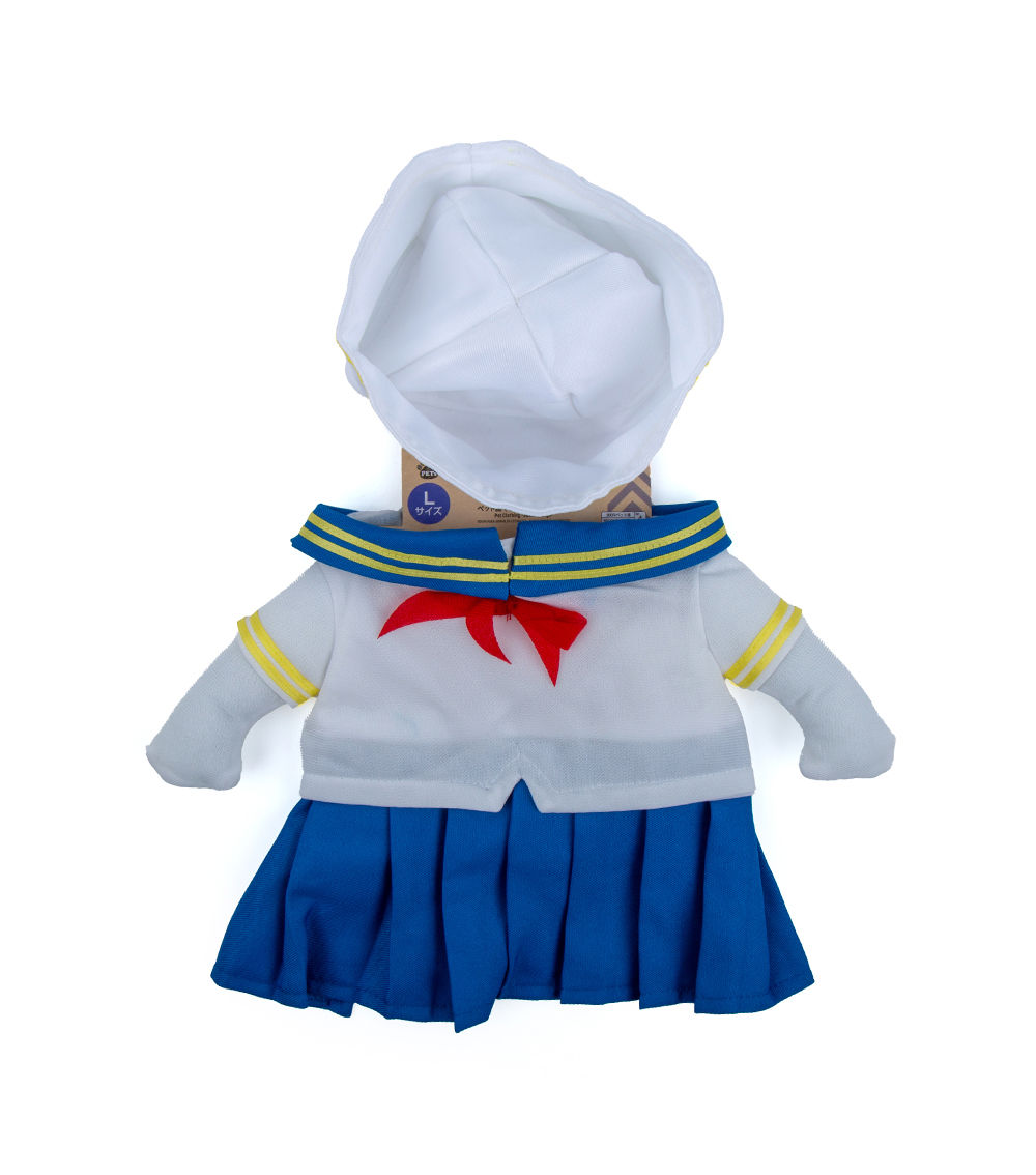 Large Sailor Pet Clothing, White & Blue