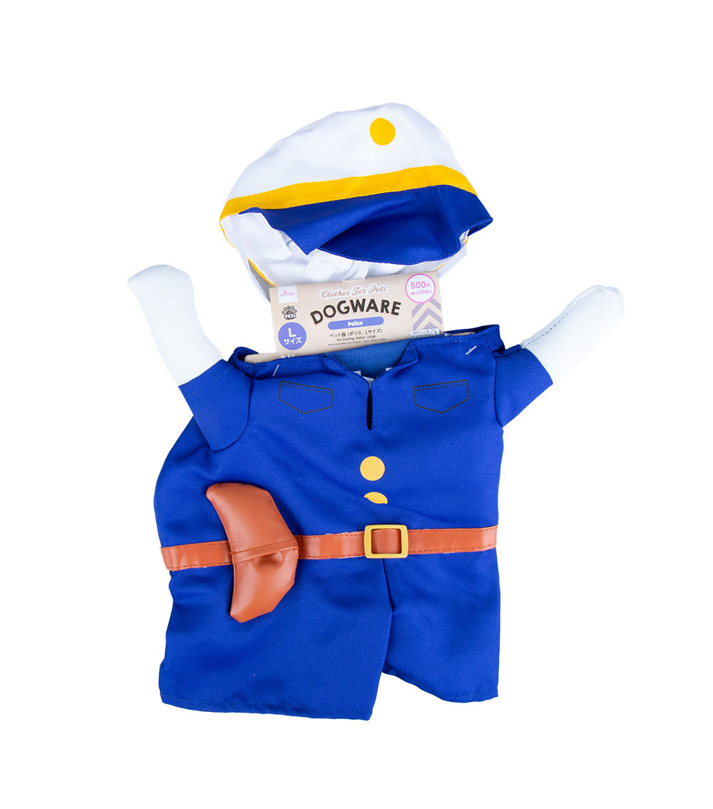 Police Officer Pet Costume - Dog & Cat Dress-Up with Hat, L