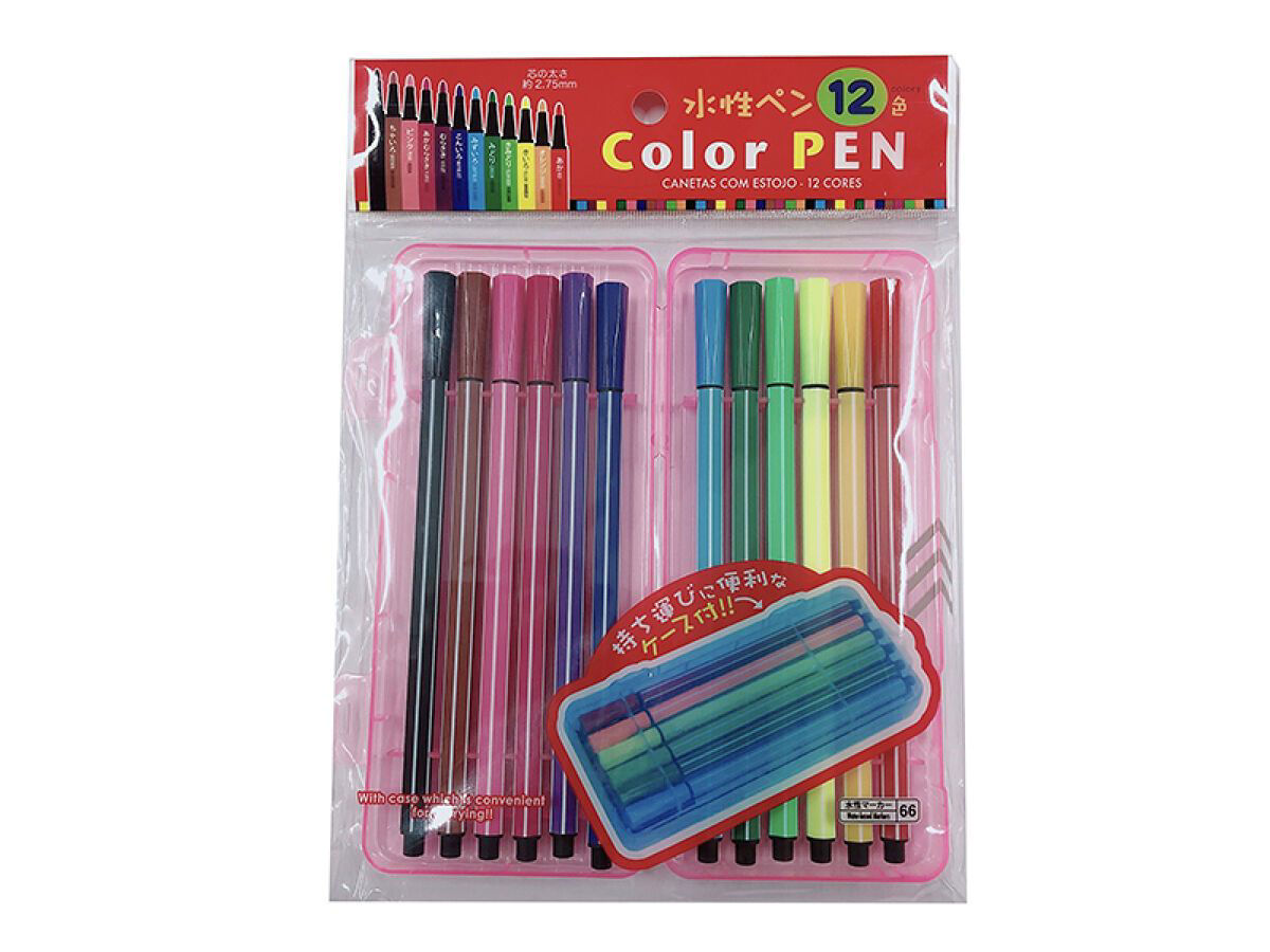 Color Pen Set – 12 Vibrant Water-Based Pens with Carrying Ca