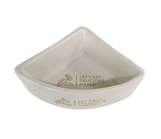 Small Pet Bowl Triangular White – Food & Water Dish