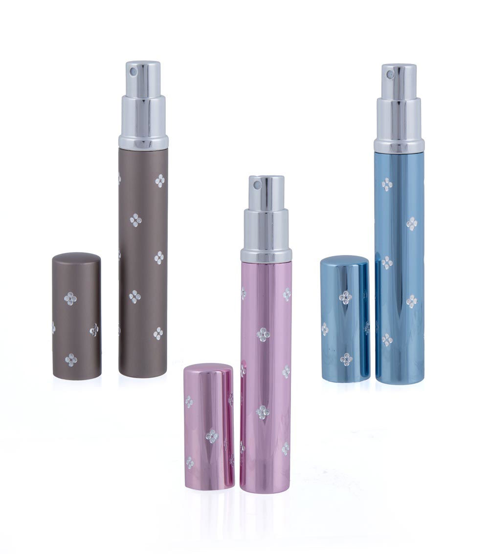 SPRAY PERFUME BOTTLE WITH FLOWER SHAPE STONE SLIM TYRE 5ML