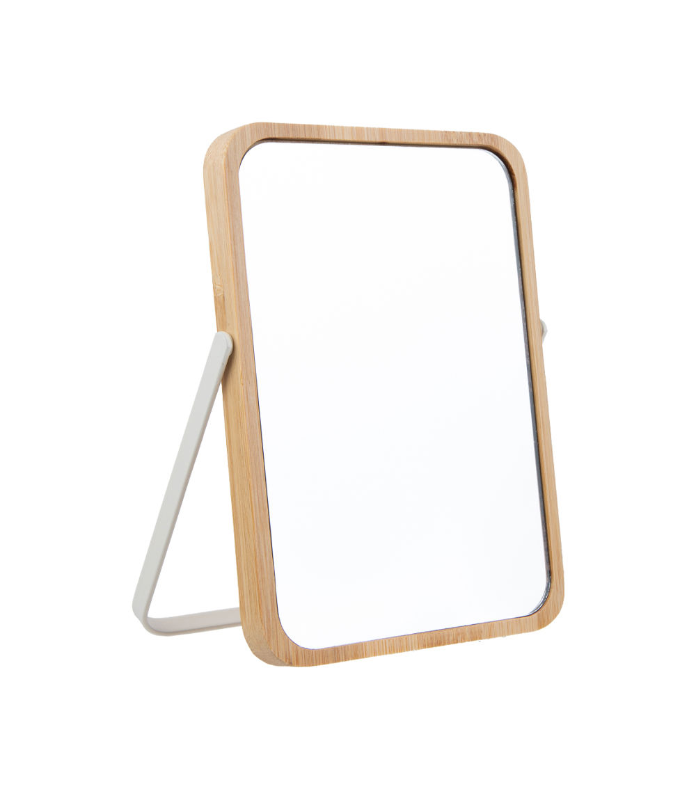 Bamboo Stand Mirror – Beige