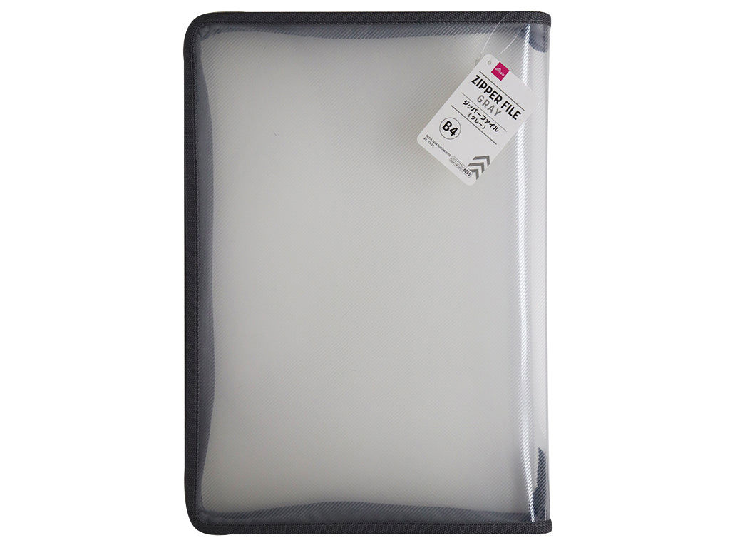 B4 Zipper File Pouch - Grey & Clear
