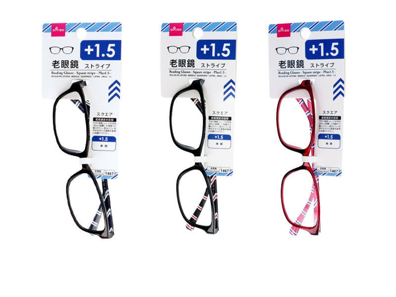 Square Stripe Reading Glasses (+1.5)