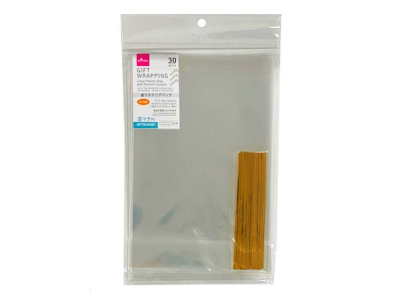 30-Piece Clear Plastic Bags with Bottom Gusset – 8.5 x 12 x