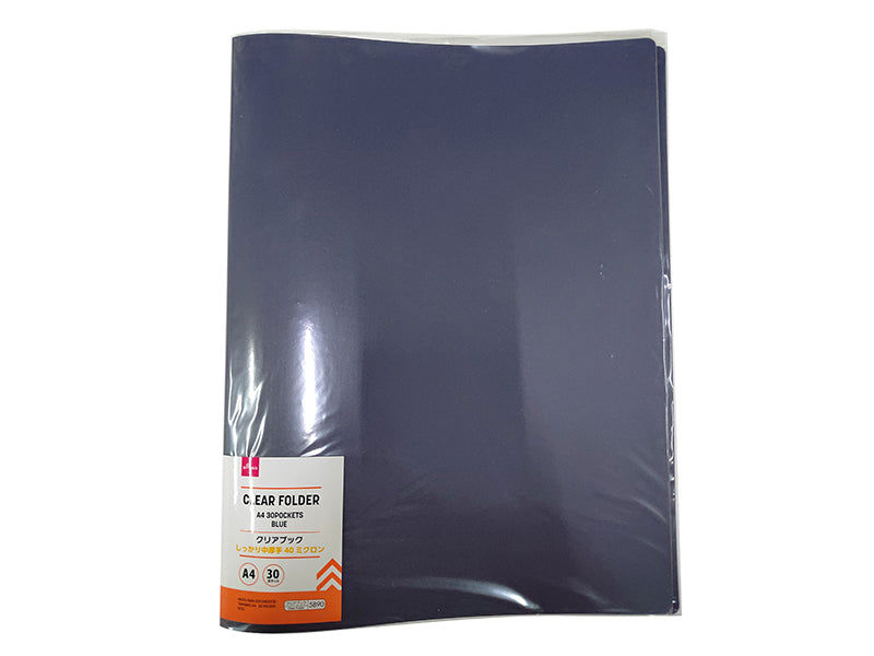 A4 Clear Folder with 30 Pockets – Blue