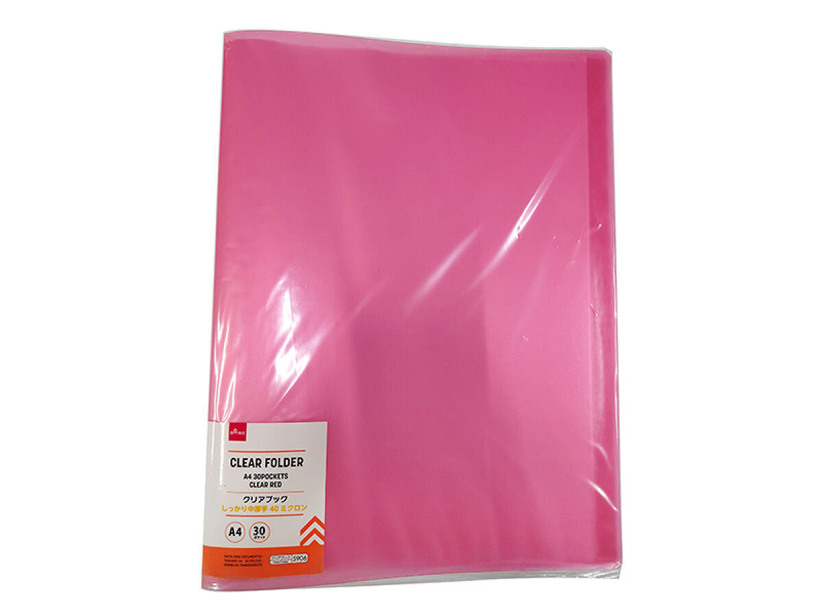 A4 Clear Folder with 30 Pockets – Pink