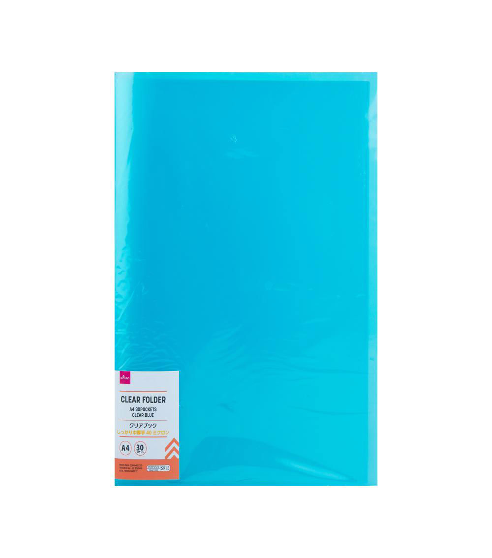 A4 Folder, Clear Blue (30 Pockets)