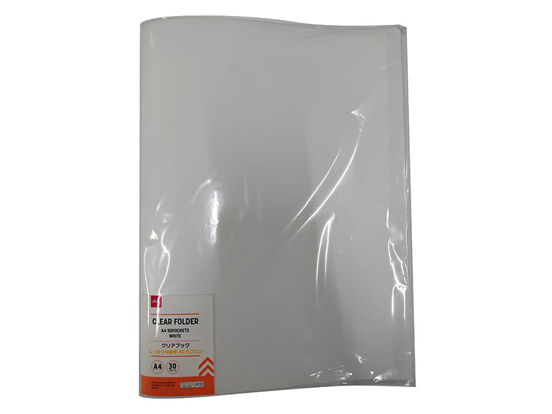 A4 Clear Folder, White (30 Pockets)