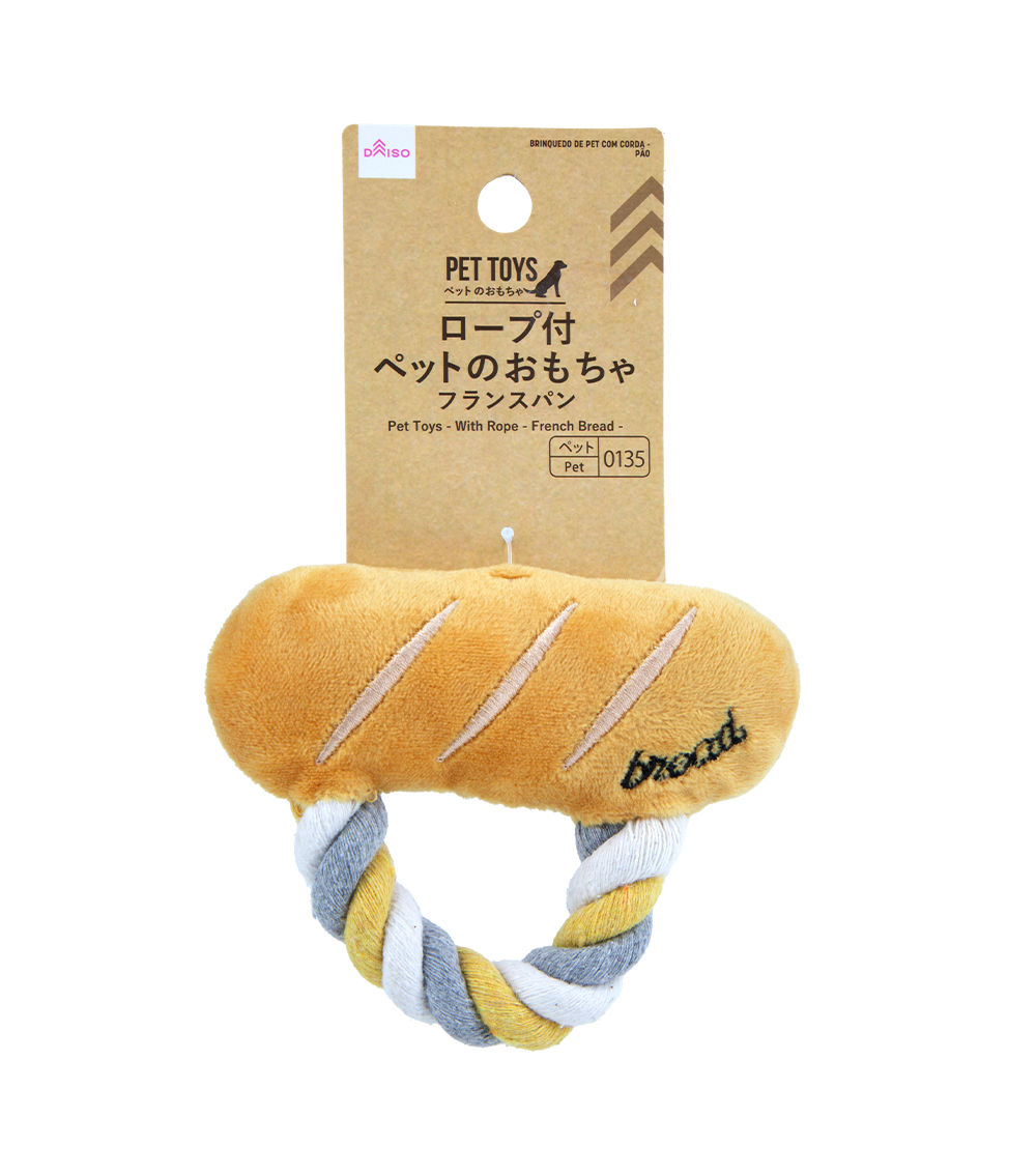French Bread Plush Toy with Rope for Pets