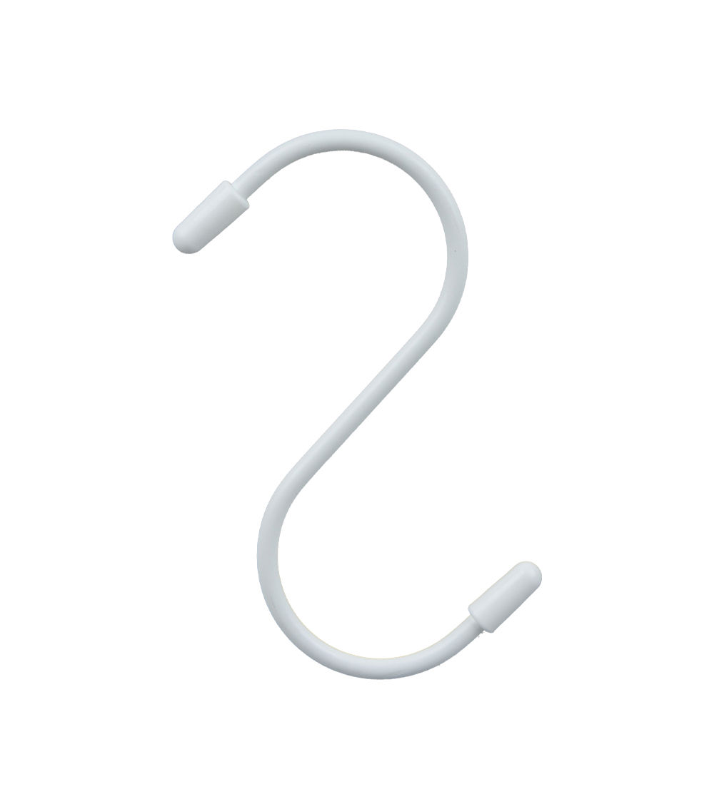 Steel S Hooks, White (6 pcs) - 11 cm