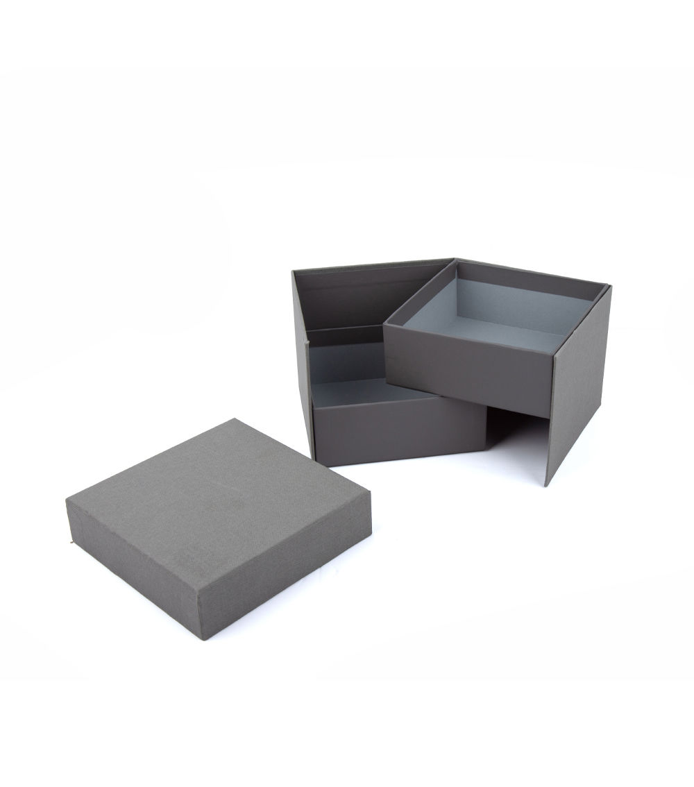 2-Tier Paper Box, Light Beige (11.48cm x 11.48cm x 8.69cm)