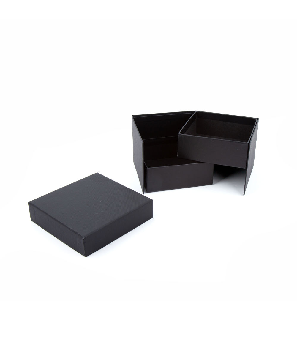 2-Tier Paper Box, Black (11.48cm x 11.48cm x 8.69cm)