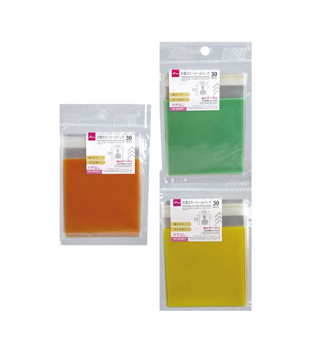 Single-Side Color Clear Plastic Seal Bags, Assorted (30 pcs)