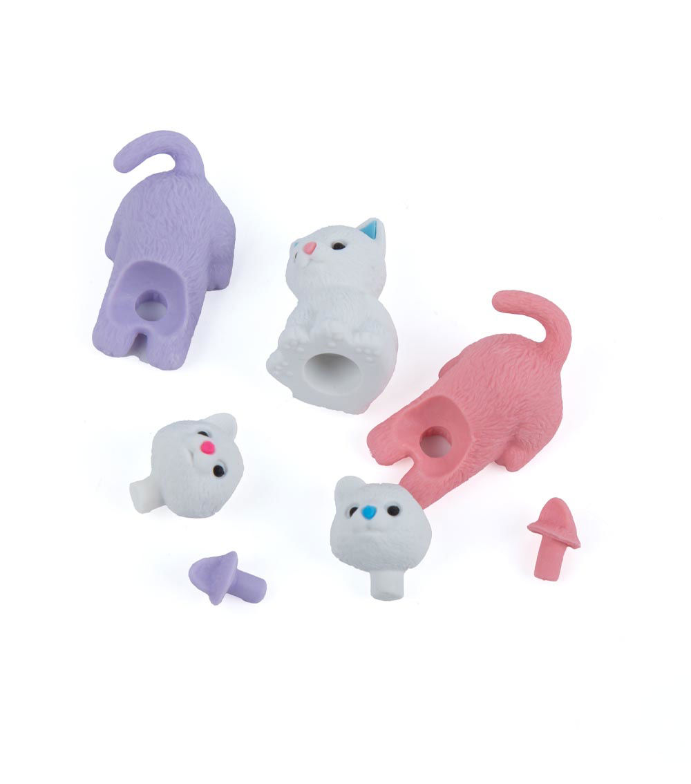 Cat Erasers, Multicolor (3 pcs)