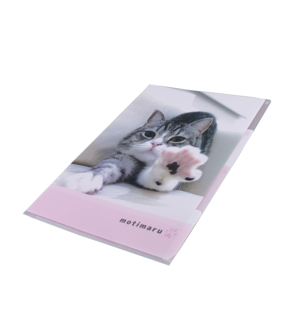 A4 Motimaru Clear Folder with 3 Pockets, Pink