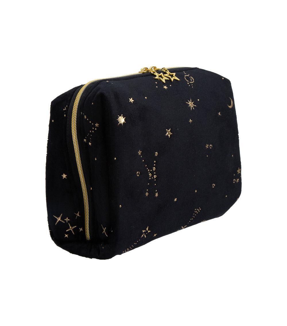 Square Star Pattern Velour Feel Pouch, Assorted (1 pc)