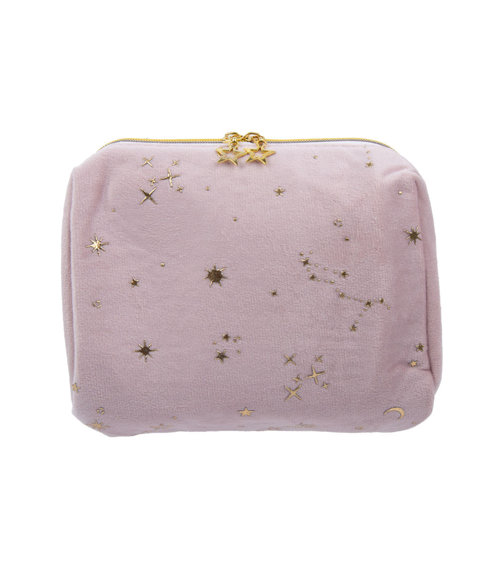 Square Star Pattern Velour Feel Pouch, Assorted (1 pc)