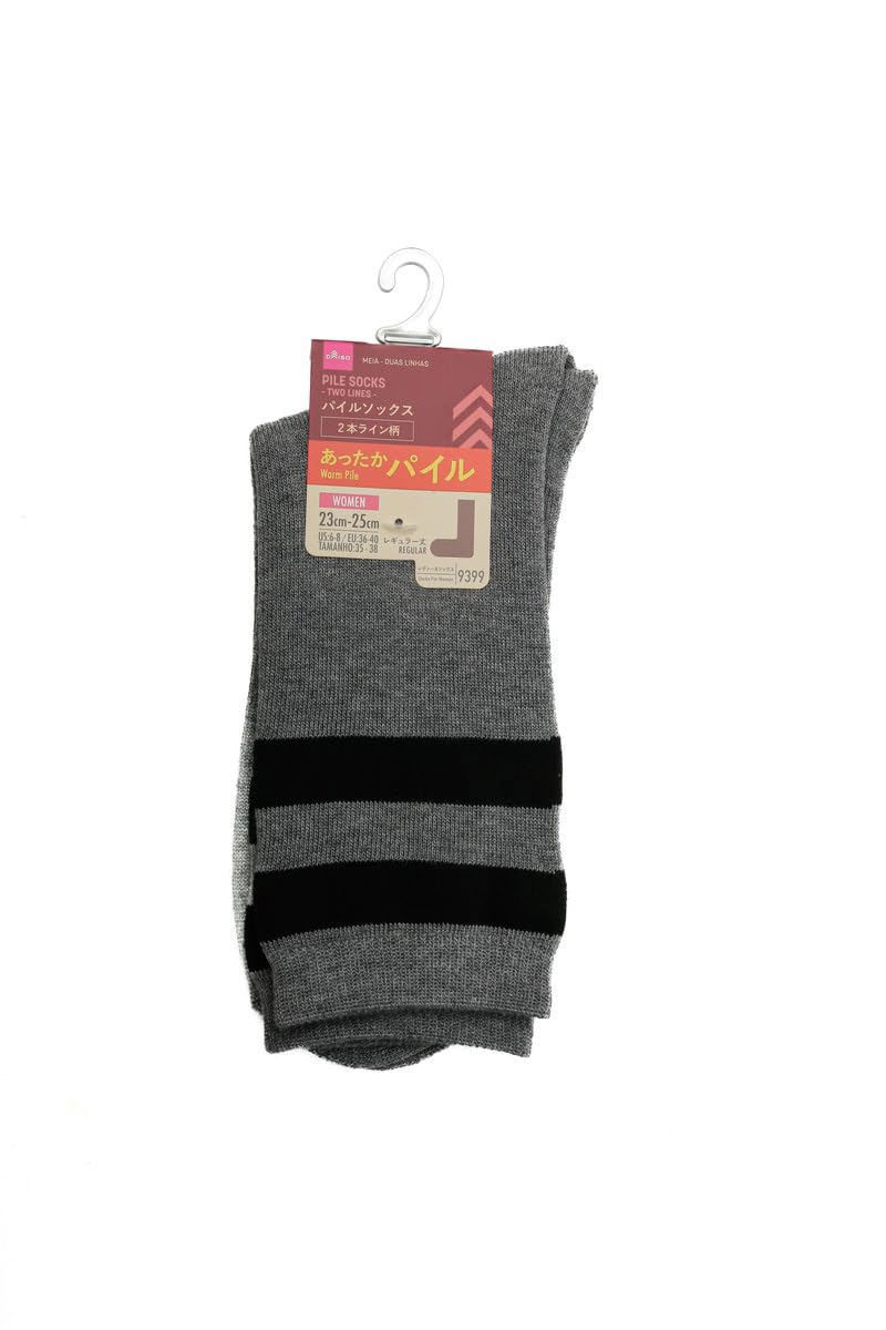 Warm pile knee-high socks with heart pattern