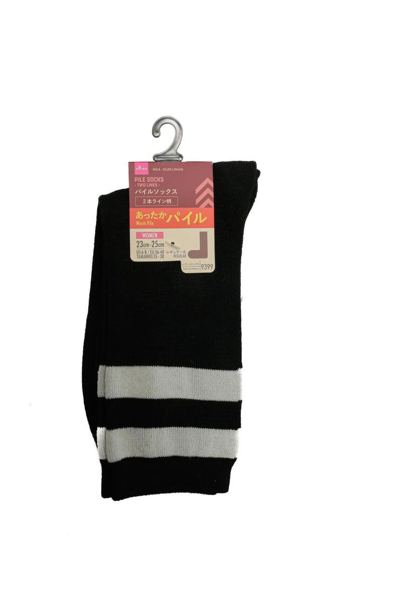 Warm pile knee-high socks with heart pattern