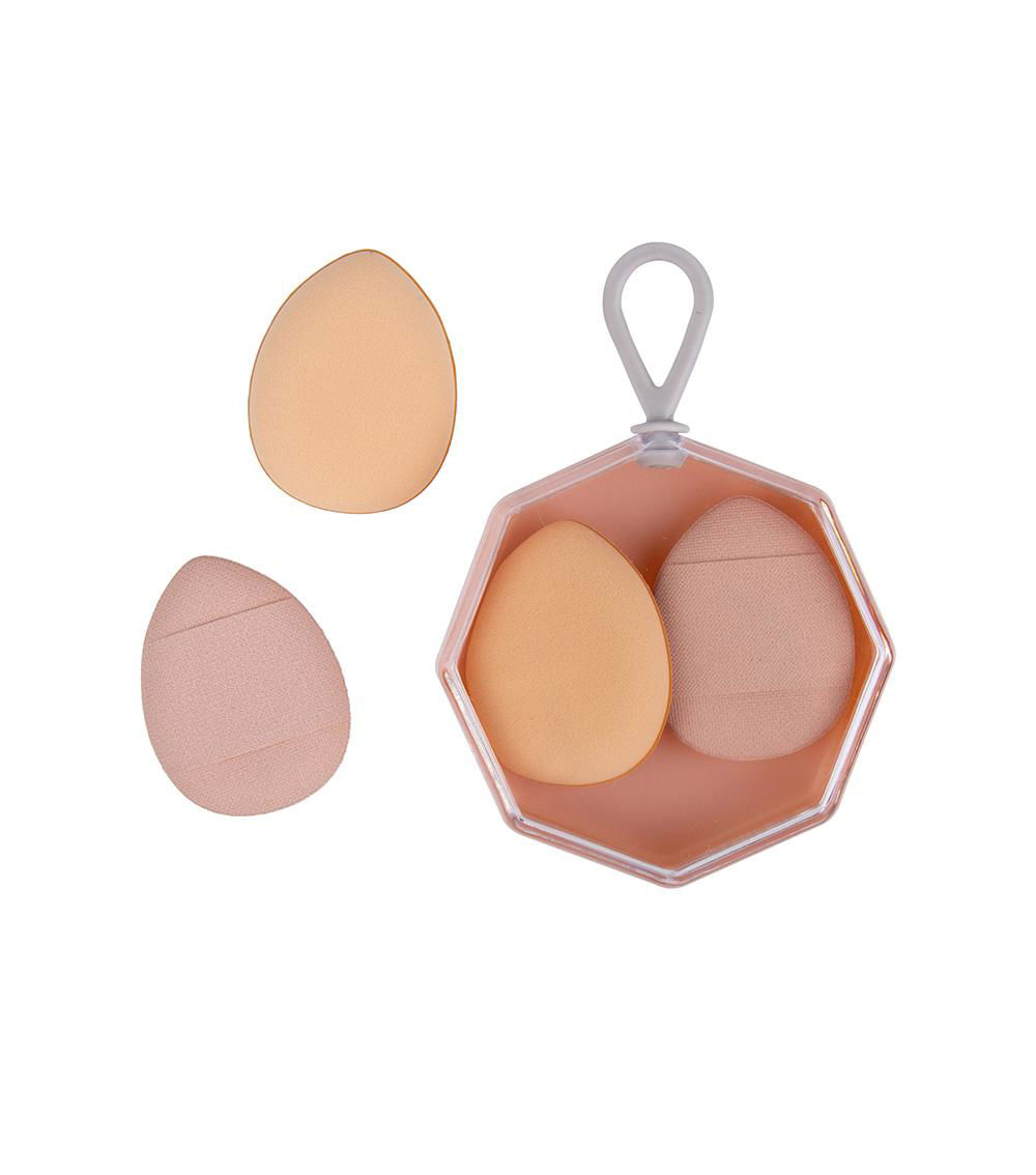 Mini Makeup Puff With Dedicated Case, Beige (4 pcs)