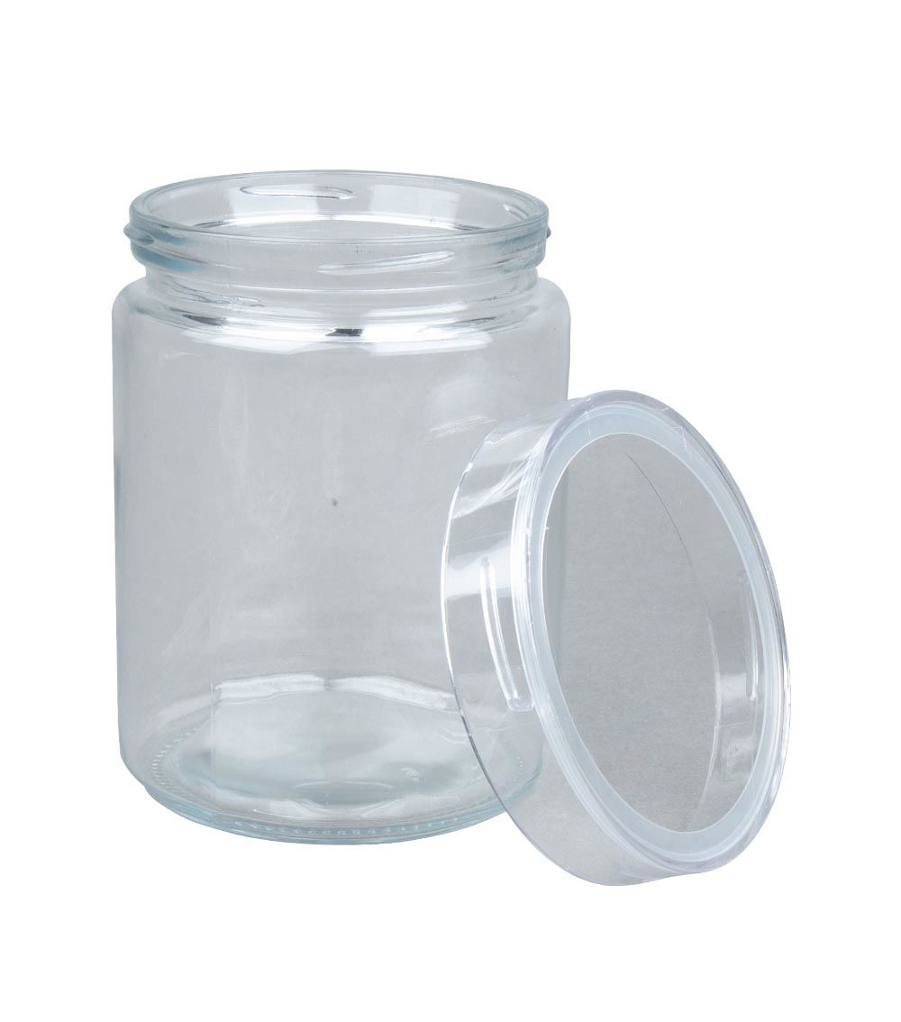 Glass Pot with Plastic Lid, Clear (1 pc) - 750ml