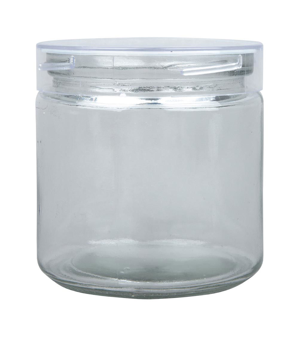 Glass Pot with Plastic Lid, Clear (1 pc) - 550ml
