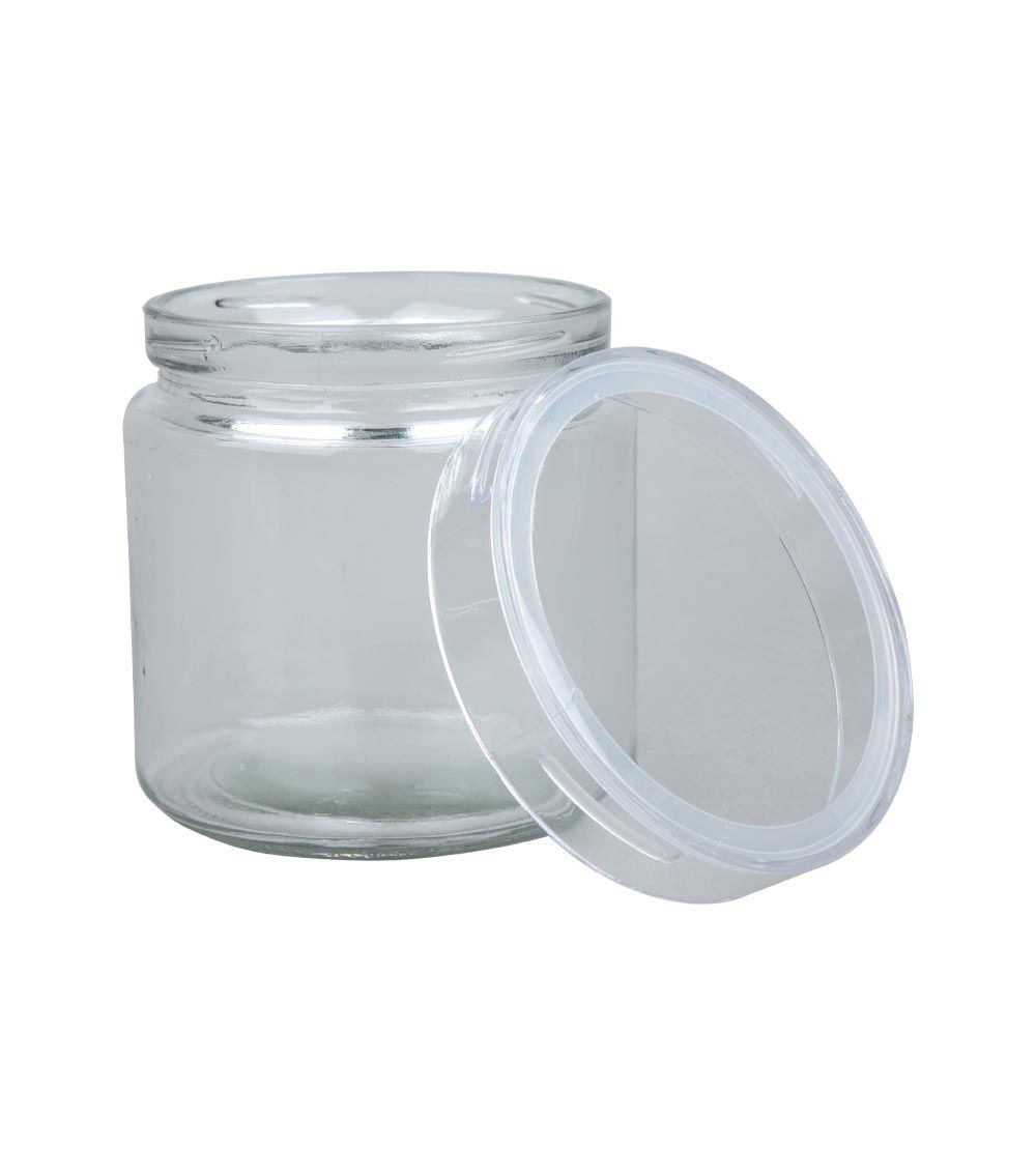 Glass Pot with Plastic Lid, Clear (1 pc) - 550ml
