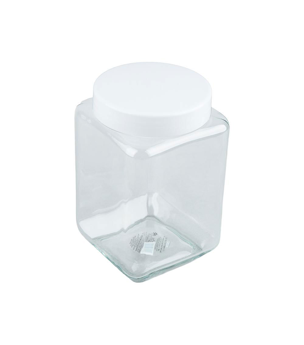 Square Glass Pot with Plastic Lid – Assorted (1 pc) - (1.8L)