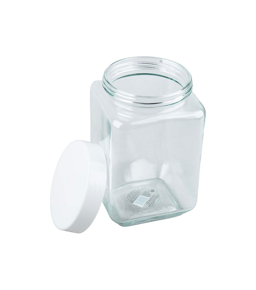 Square Glass Pot with Plastic Lid – Assorted (1 pc) - (1.8L)