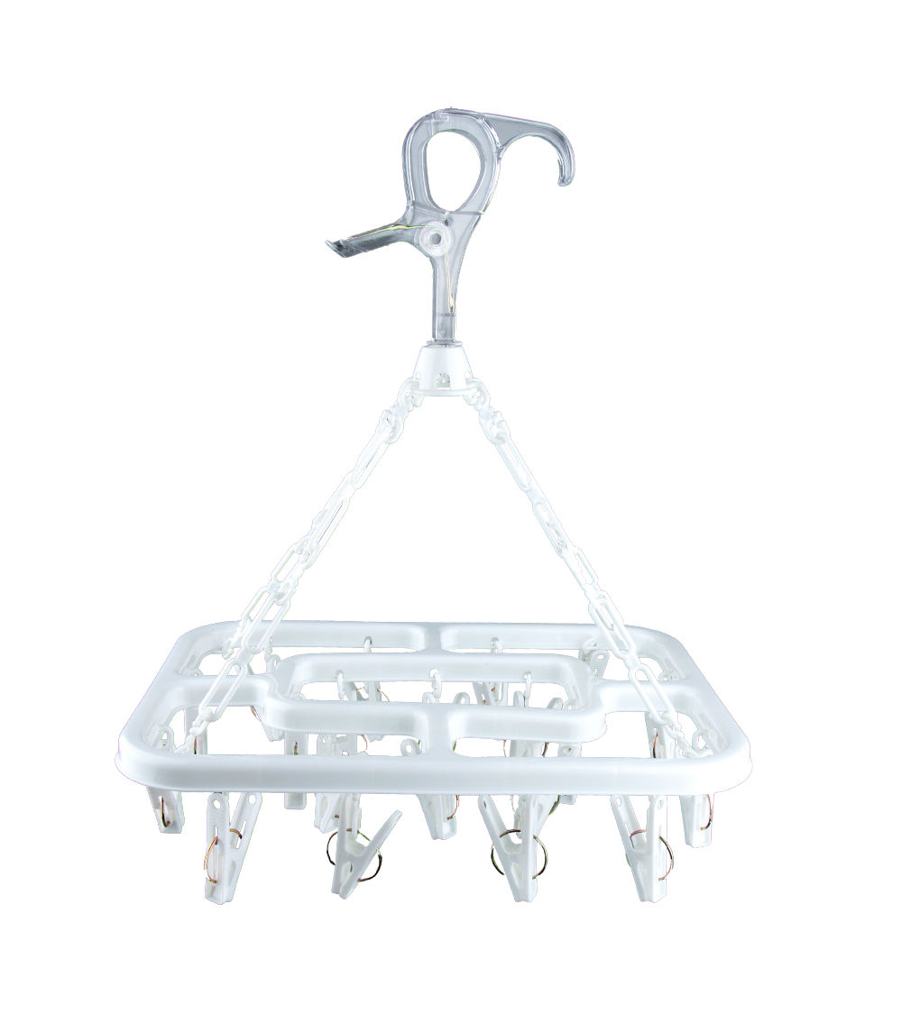 Polycarbonate Hook Square Hanger, White (20 Clothespins)