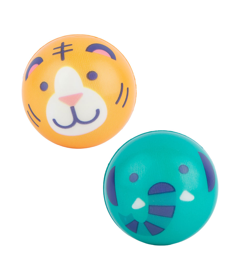 Elephant & Tiger Ball Set, Blue & Orange (2 pcs) - 4.5cm