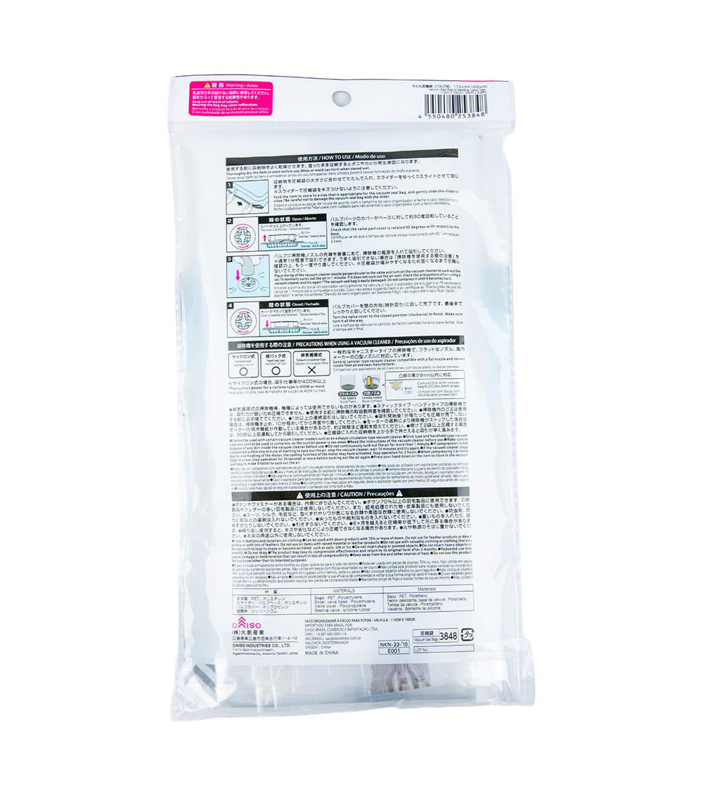 Valve Type Vacuum Bedding Seal Bag, Clear (1 pc) - 110x100cm