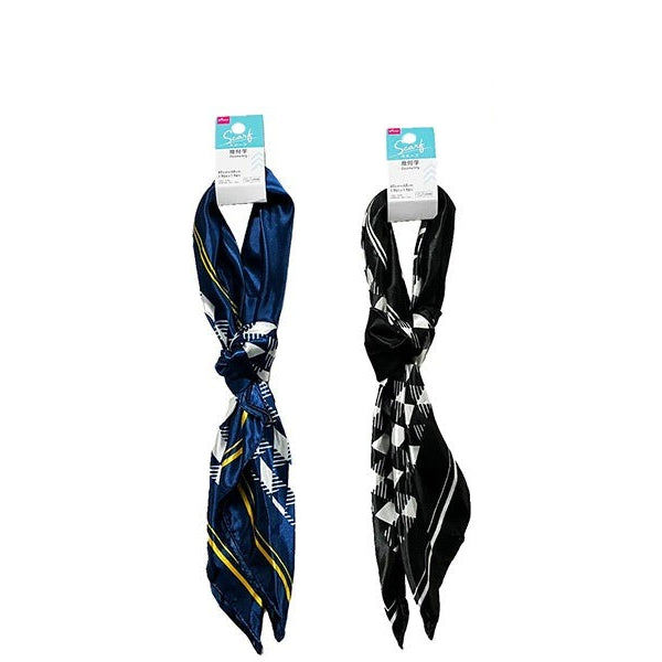 Satin Scarf with Geometric Pattern – 60 cm × 60 cm​