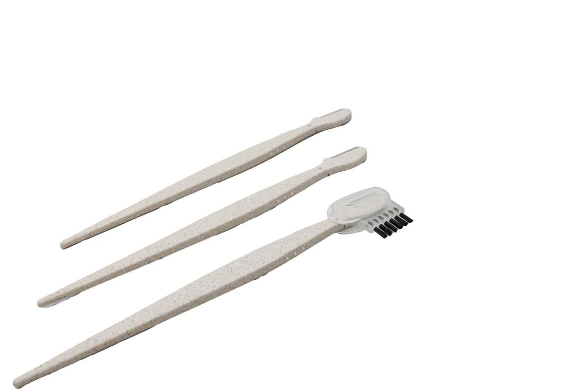 Eco-Friendly Eyebrow Razor with Comb & Brush-Ivory